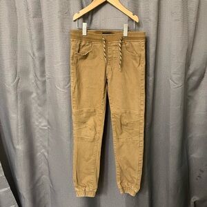 Tan Cotton Joggers with Tapered Ankles